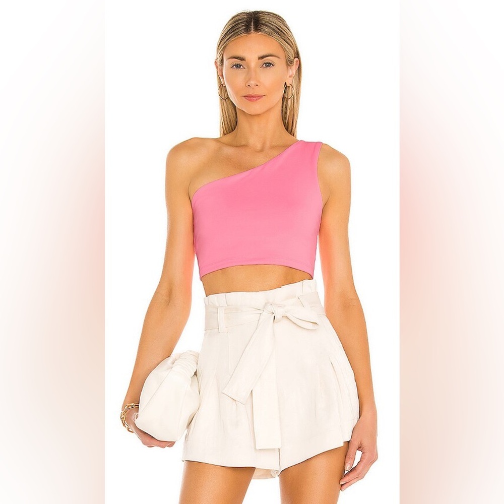 Susana Monaco One Shoulder Crop Top in Knockout Pink